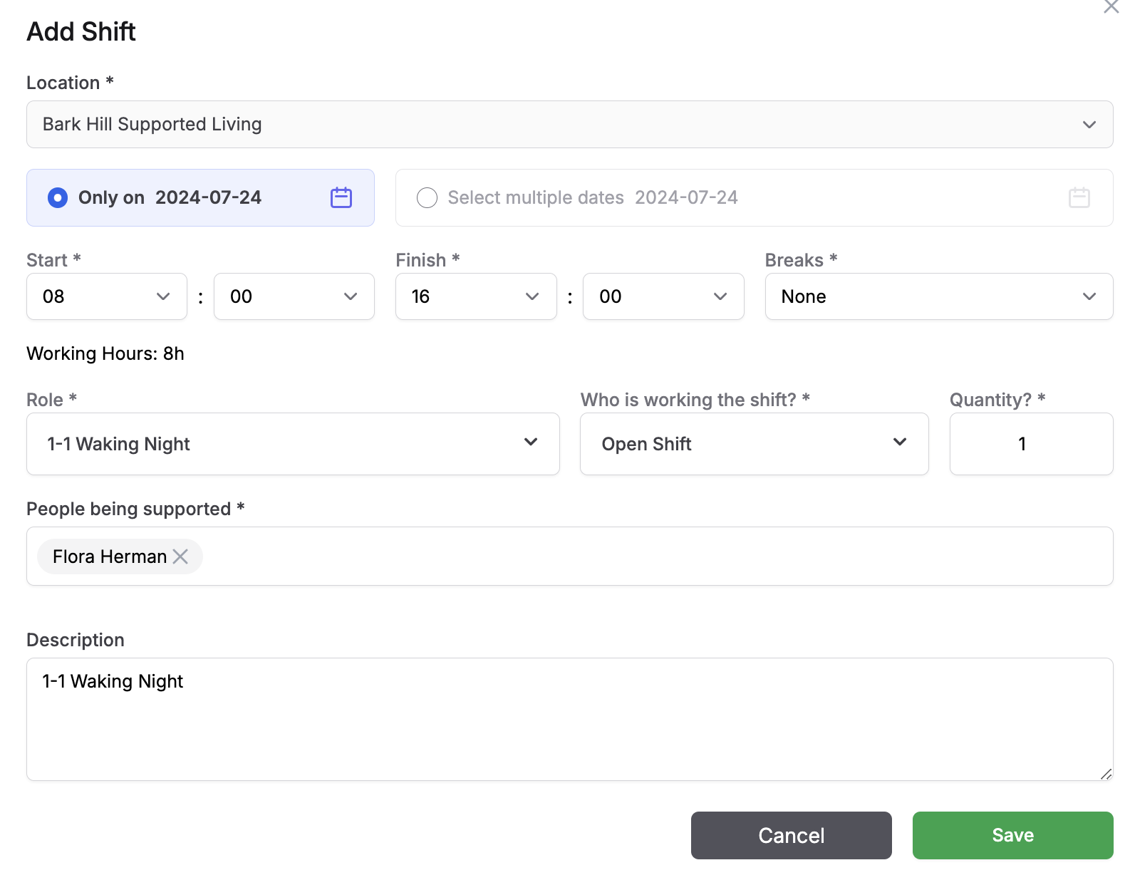 How do I add shifts from the People we Support view? – Sona Support