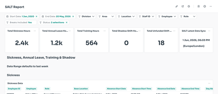 Start Date filter selecting a new range